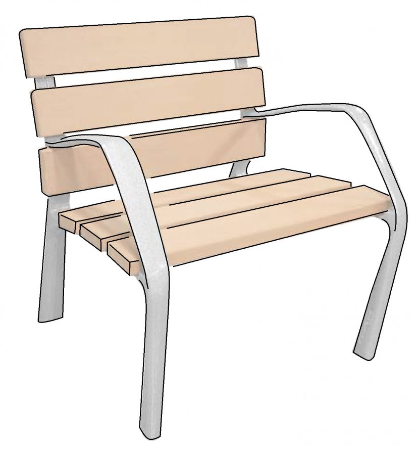Chair Armrest Wood - Outdoor Furniture - Mobiliario Urbano Transparent PNG