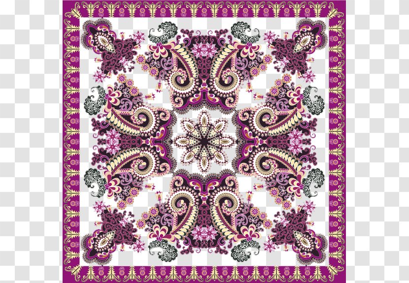 Paisley Textile - Purple - Peacock Element Carpet Transparent PNG