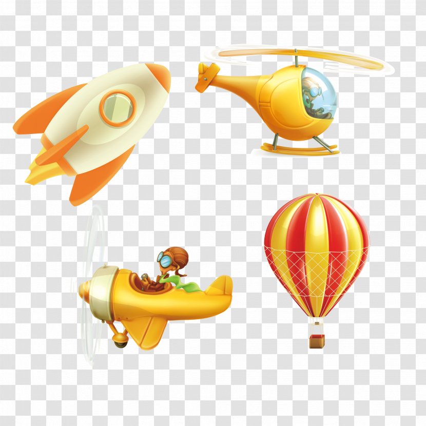 Airplane Helicopter - Drawing - Rocket Hot Air Balloon Transparent PNG
