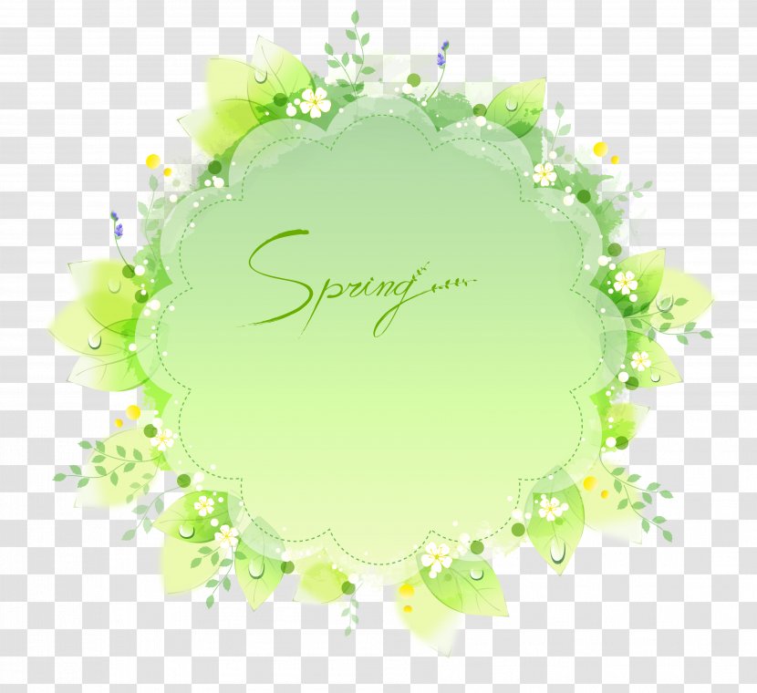 Text Box Circle - Flower - Green Floral Vector Material Transparent PNG