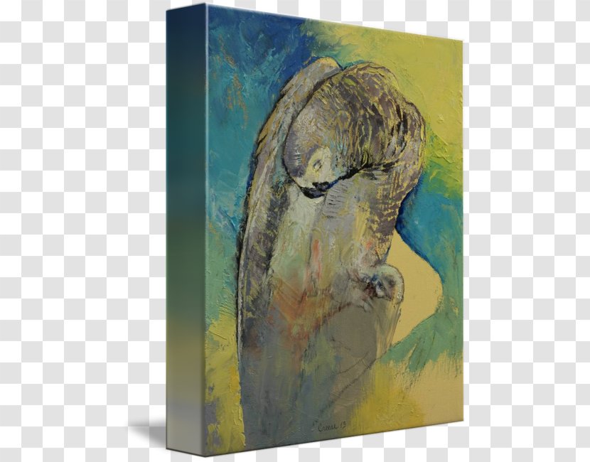 Painting Canvas Print Oil Paint Impasto - Gray Macaw Transparent PNG