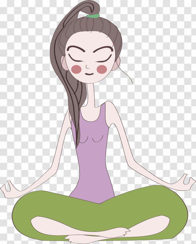 Cartoon Yoga Instructor - Flower - Ladies Movement Transparent PNG