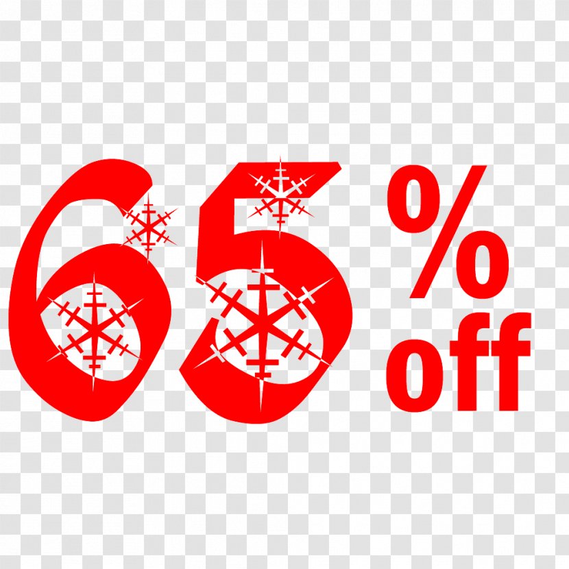 Snow Christmas Sale 65% Off Discount Tag. - Area - Brand Transparent PNG