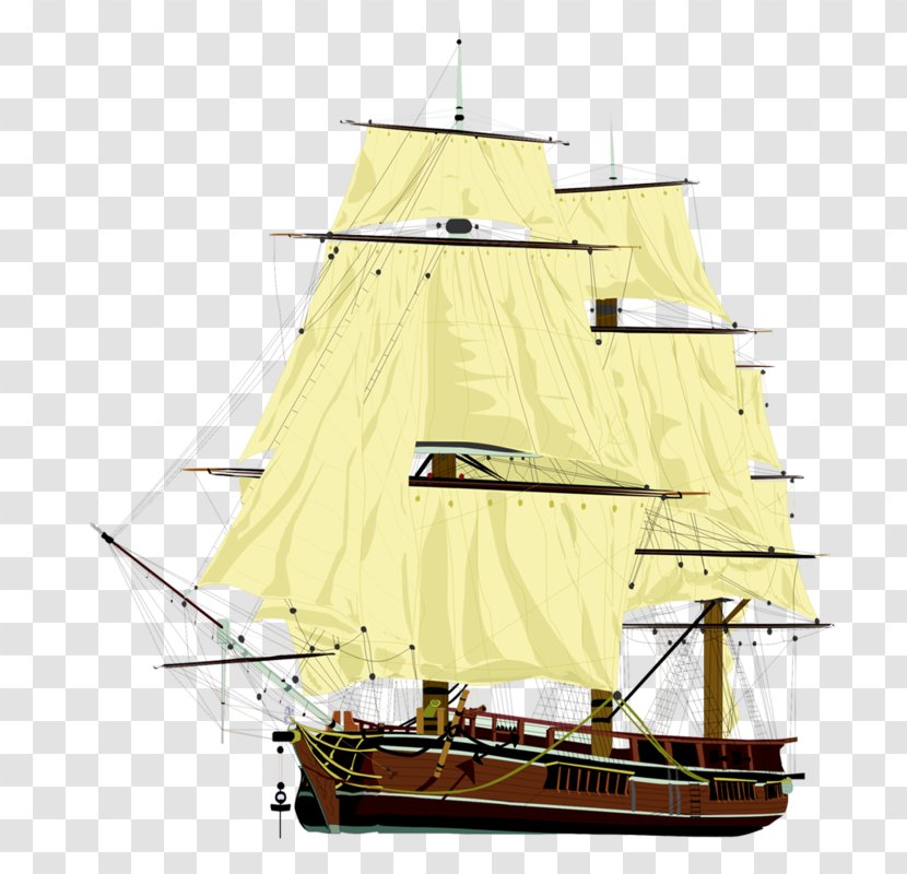 Sail Brigantine Ship Clipper Barquentine - Boat Transparent PNG