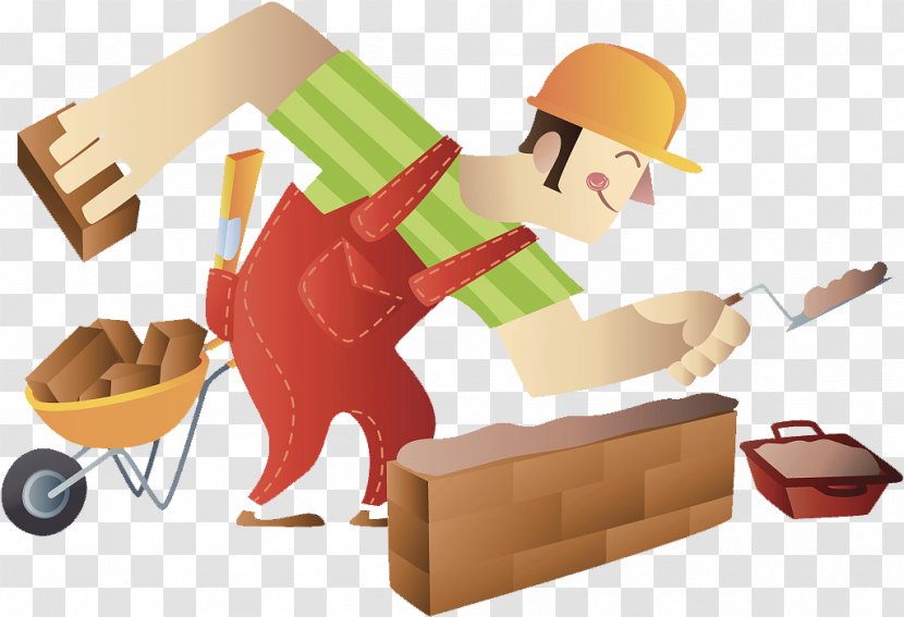 Brick Drawing Cartoon Illustration - Builders Build Square Walls Transparent PNG