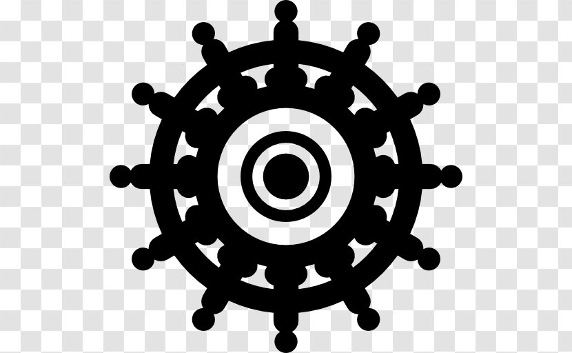 Ship's Wheel Boat Steering - Black And White - Ship Transparent PNG