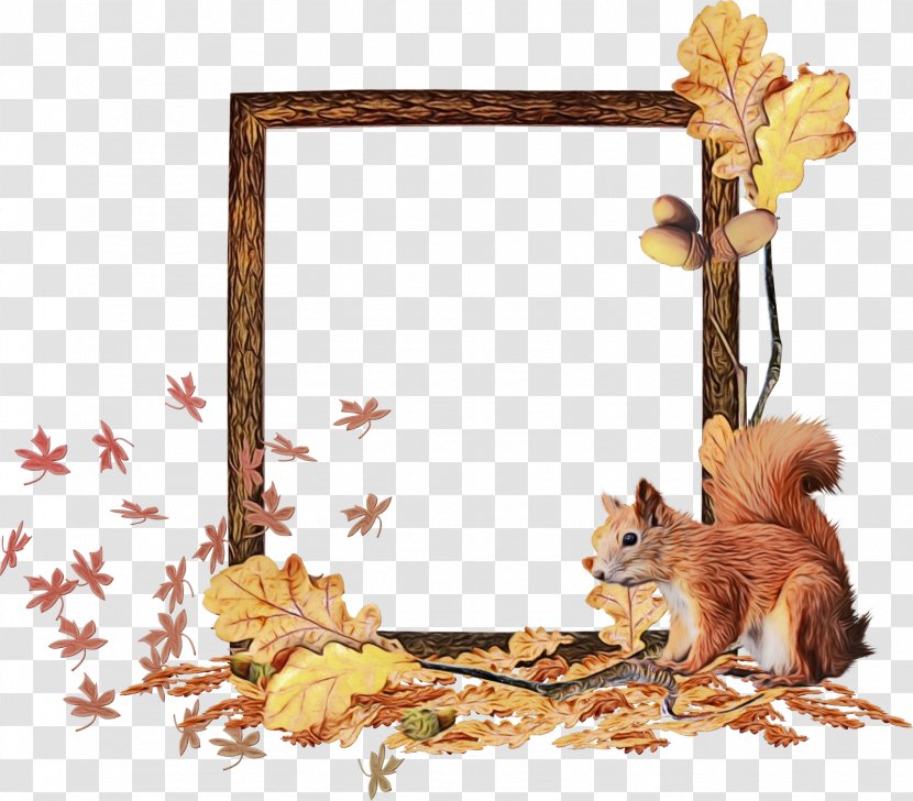 Watercolor Background Autumn Frame - Wet Ink - Cat Picture Transparent PNG