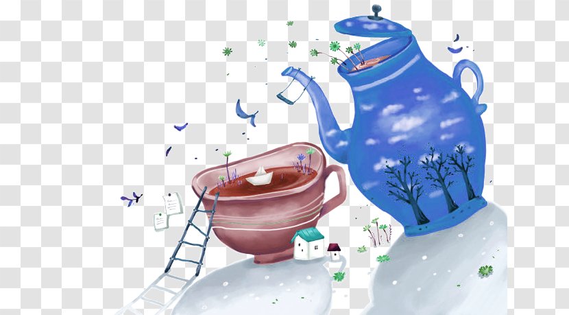 Teapot Teacup Cartoon Illustration - Water - Hand-painted Kettle Transparent PNG