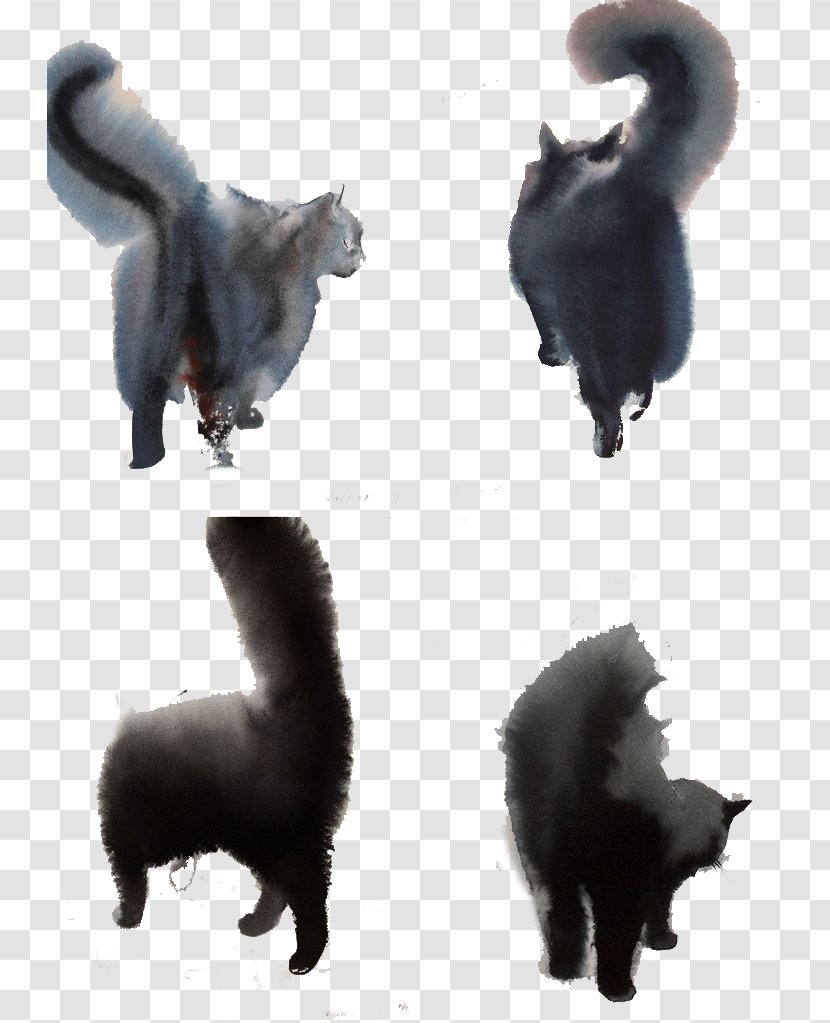 Shake Cats Kitten Watercolor Painting - Four Back Transparent PNG
