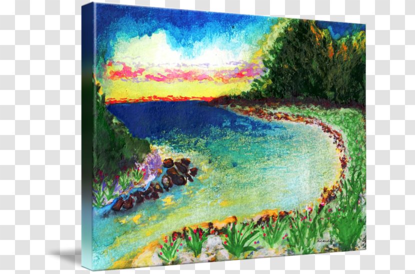 Watercolor Painting Art Acrylic Paint - Picture Frame - Tropical Island Transparent PNG