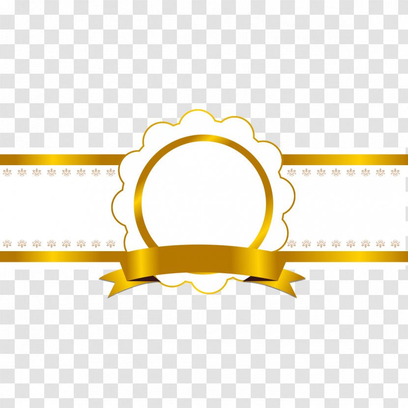 Ribbon Icon - Computer Graphics - Shiny Gold Border Tag Transparent PNG
