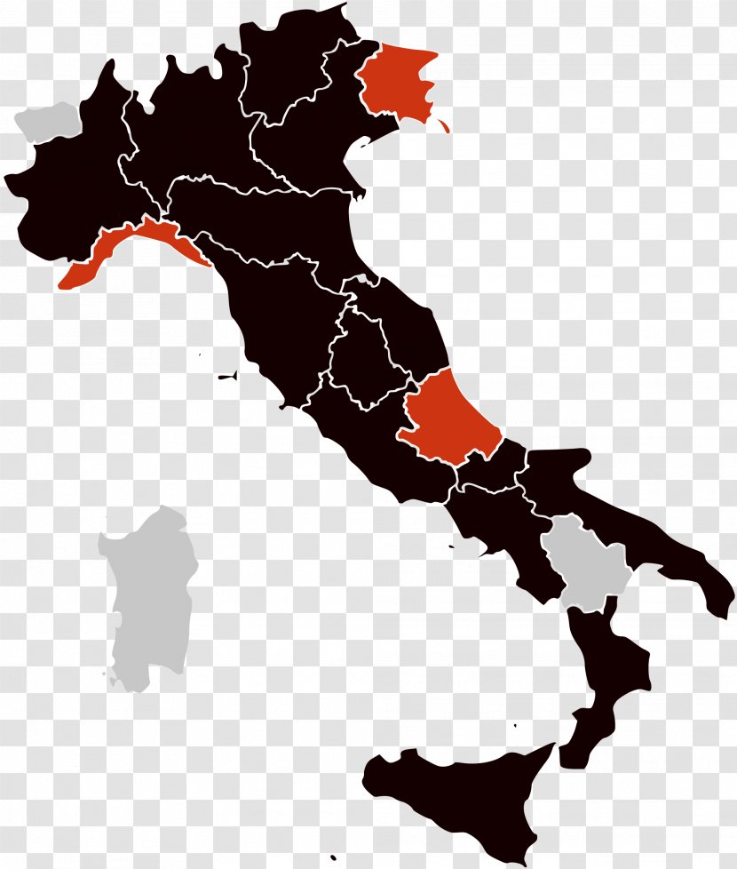 Regions Of Italy Vector Map Blank - City Transparent PNG
