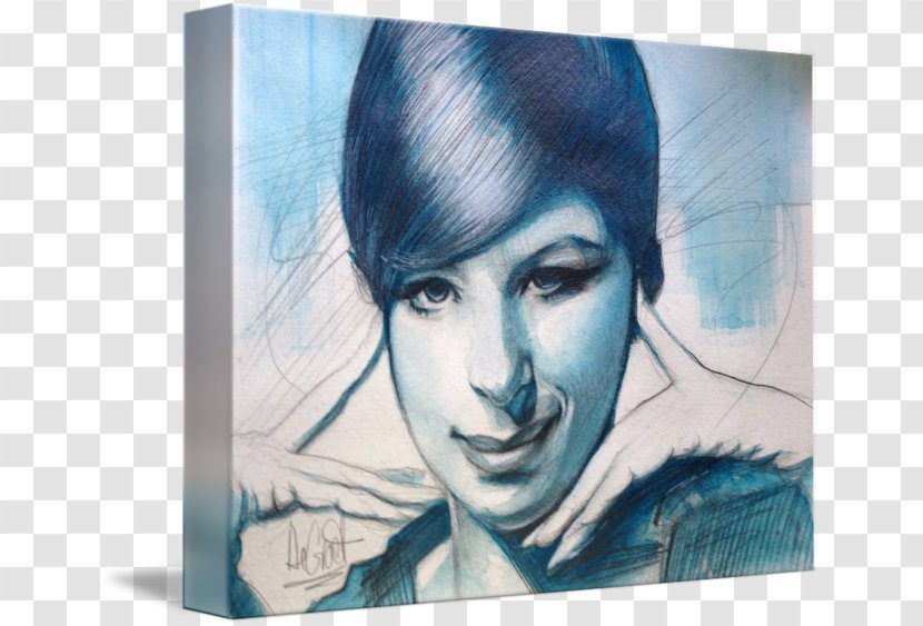 Portrait Watercolor Painting Modern Art Acrylic Paint - Artwork - Barbra Streisand Transparent PNG
