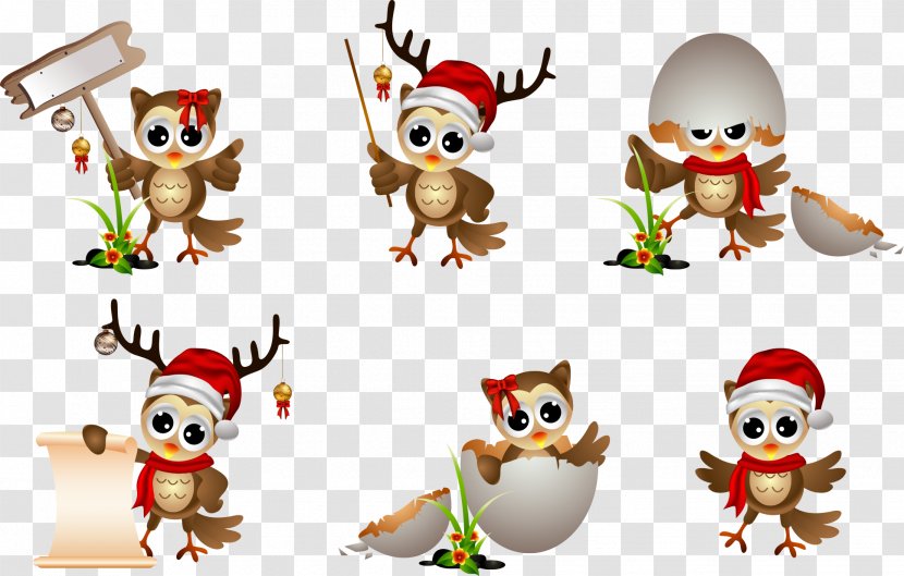 Owl Christmas Drawing Clip Art - Product - Cartoon Animals Transparent PNG