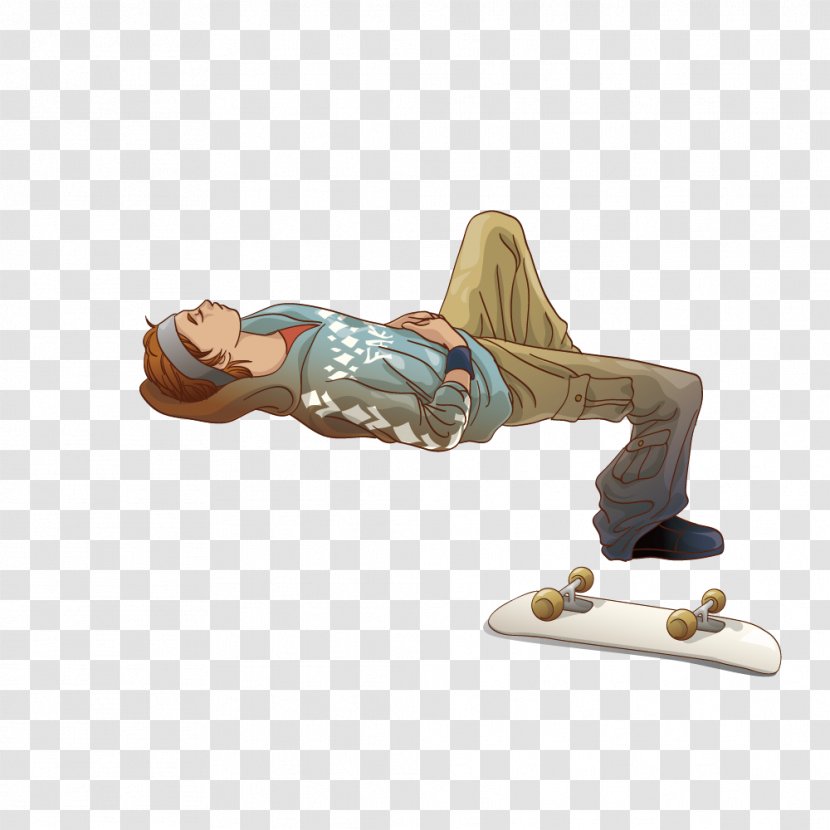 Skateboard Free Adobe Illustrator Illustration - Man Lying Posture Transparent PNG