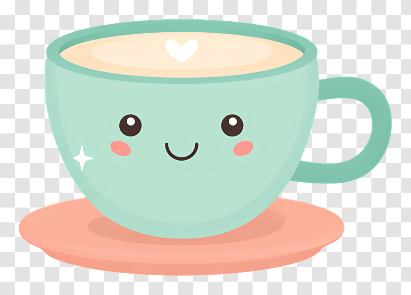 Cute Mint Teacup Illustration With Heart Foam Transparent PNG