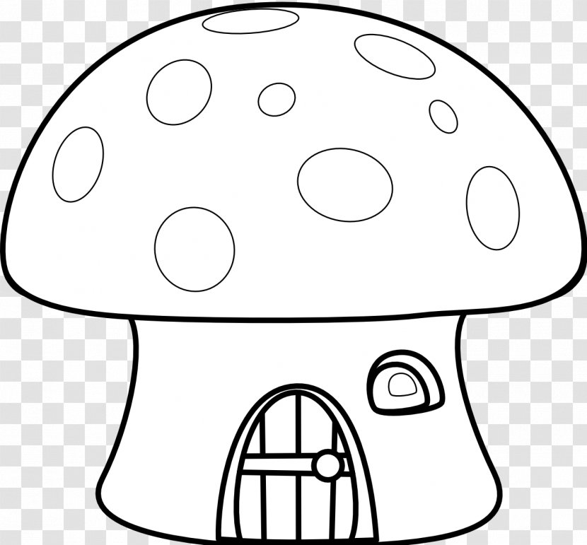 Coloring Book Common Mushroom House Clip Art - Tree - Line Cliparts Transparent PNG