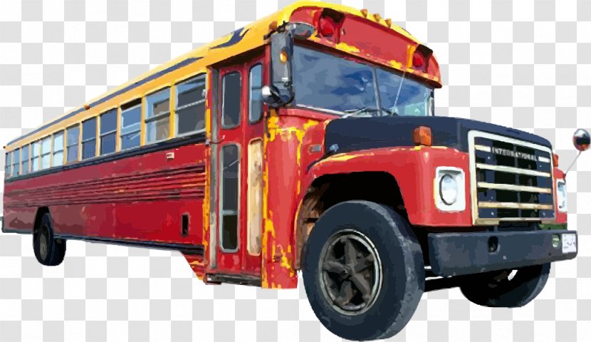 Vector Red School Bus - Motor Vehicle - Fire Apparatus Transparent PNG