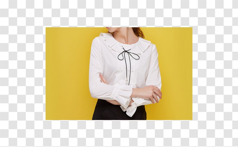 White Blouse Chiffon Sleeve Shirt - Wavy Transparent PNG