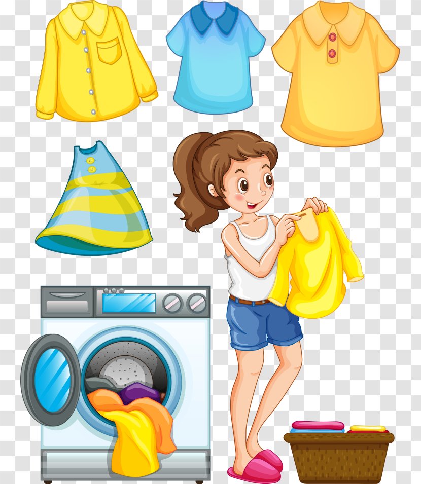 Laundry Ironing Washing Machine Clip Art - Clothes Line - Drying Vector Woman Transparent PNG