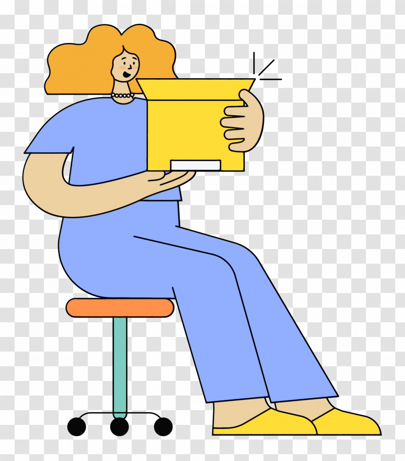Chair Furniture Cartoon Yellow Text Transparent PNG