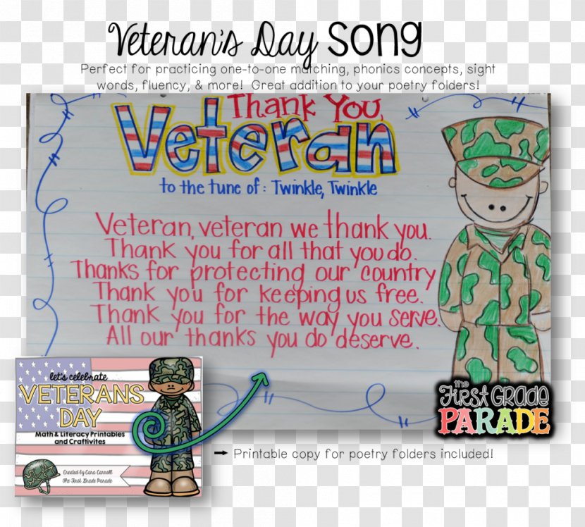 Veterans Day First Grade Poetry Soldier - Toy Transparent PNG