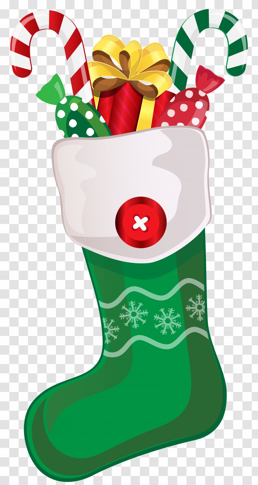 Christmas Stocking Clip Art - Sock - Green With Candy Canes Clipart Image Transparent PNG
