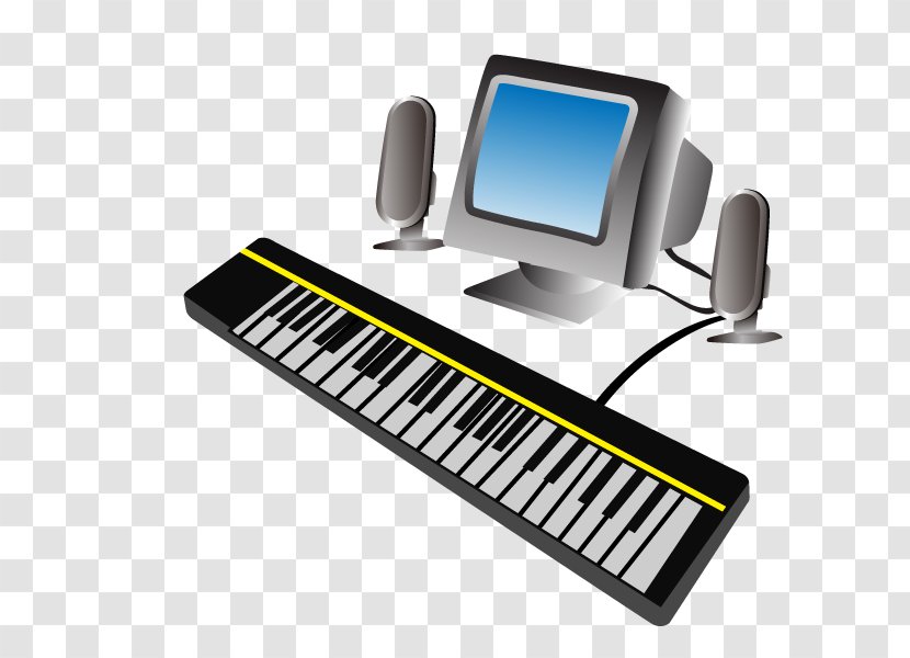Digital Piano Electric Computer Keyboard Electronic Musical - Silhouette - Vector Transparent PNG