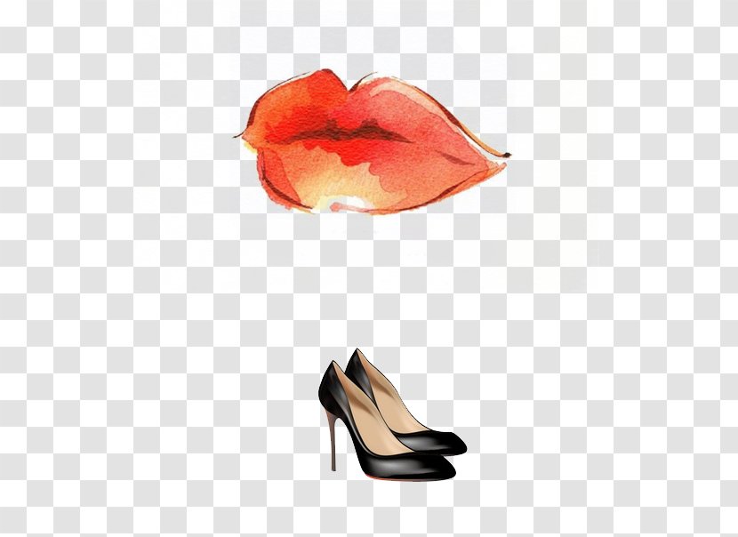 Lip Balm Drawing Fashion Illustration - Sandal - Lipstick Heels Buckle-free Material Transparent PNG
