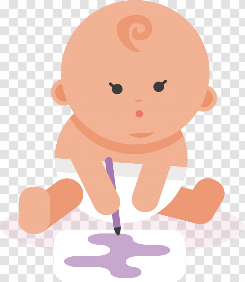 Drawing Illustration - Cartoon - A Baby Who Learns To Paint Transparent PNG