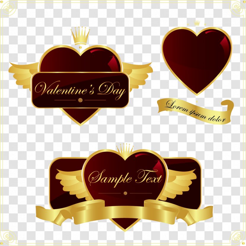 Gold Heart-shaped Vector Material Label Design - Heart - Transparency And Translucency Transparent PNG