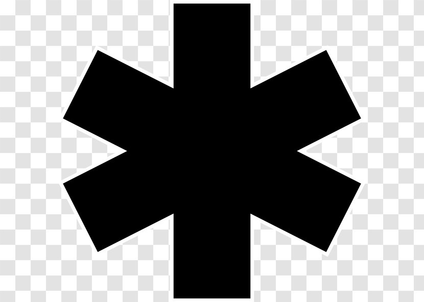 Star Of Life Emergency Medical Technician Services Clip Art - Cross - Black Transparent PNG