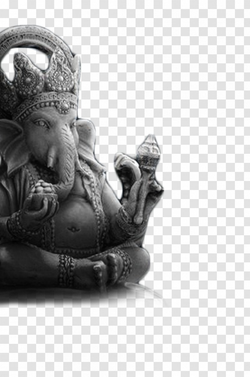 Black And White Statue Monochrome Photography Sculpture - Stone Carving - Ganesh Transparent PNG