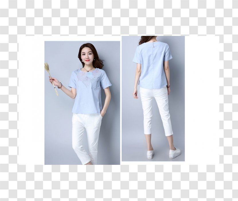 T-shirt Clothing Sleeve Shoulder Blouse - Denim - White Gauze Transparent PNG