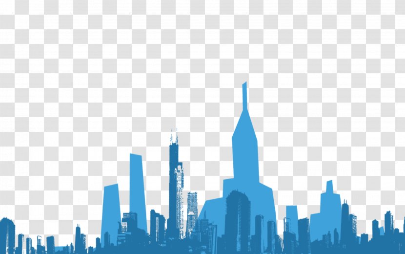 Silhouette Blue Skyline - City Transparent PNG
