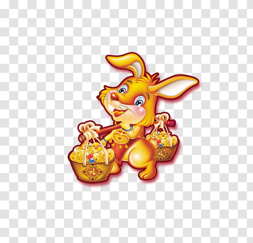 Greeting Card Chinese New Year Rabbit - Postcard - Gold Bunny Transparent PNG