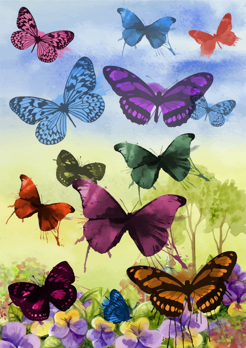 Butterfly Watercolor Painting Art Transparent PNG