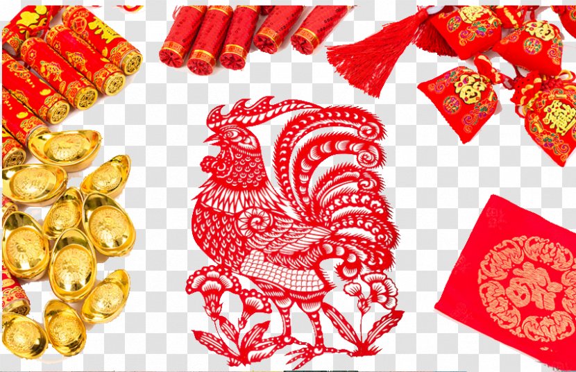 Papercutting Chinese Zodiac New Year Paper Cutting Lunar - Firecracker - Ornaments Locate Transparent PNG