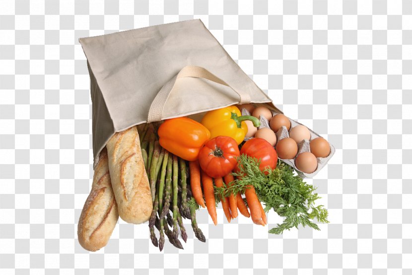 Organic Food Paper Grocery Store Supermarket Shopping Bag - Local - The Vegetables And Bread In Transparent PNG