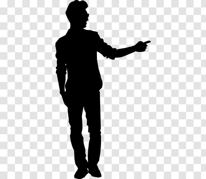 Silhouette Clip Art - Standing - Man Pointing Transparent PNG