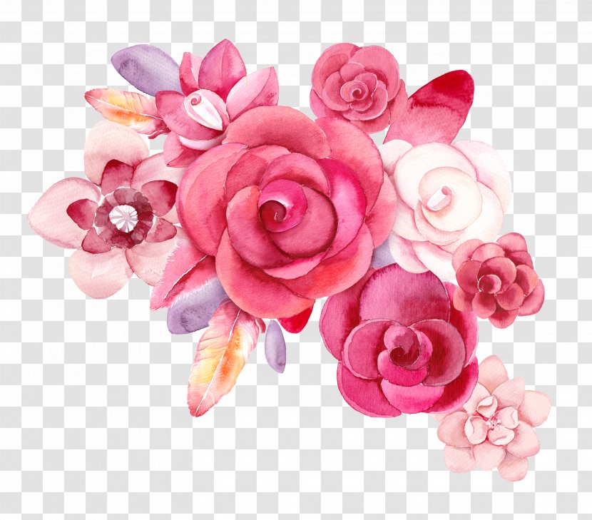 Still Life: Pink Roses Flower Creative Watercolor - Bouquet - Drawing Ps Material,Red Flowers Transparent PNG