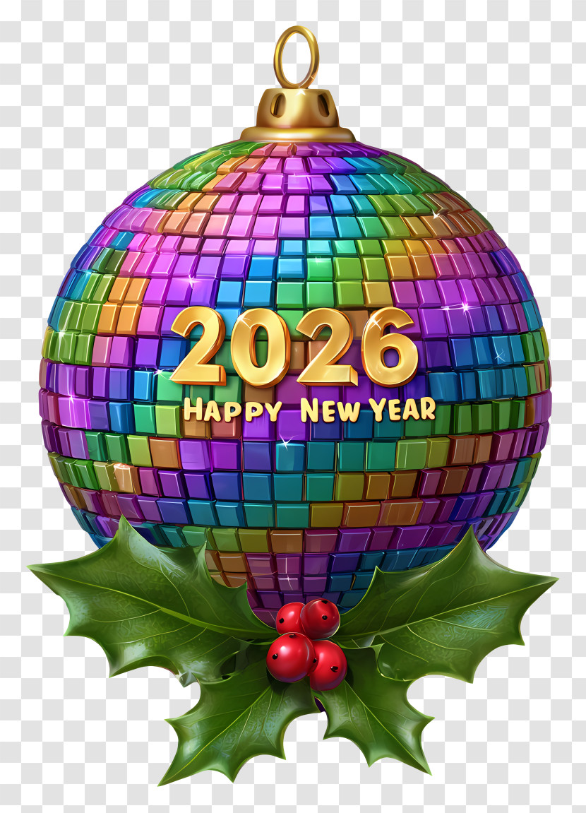 Colorful Disco Ball 2026 - Colorful 2026 New Year Ornament Transparent PNG