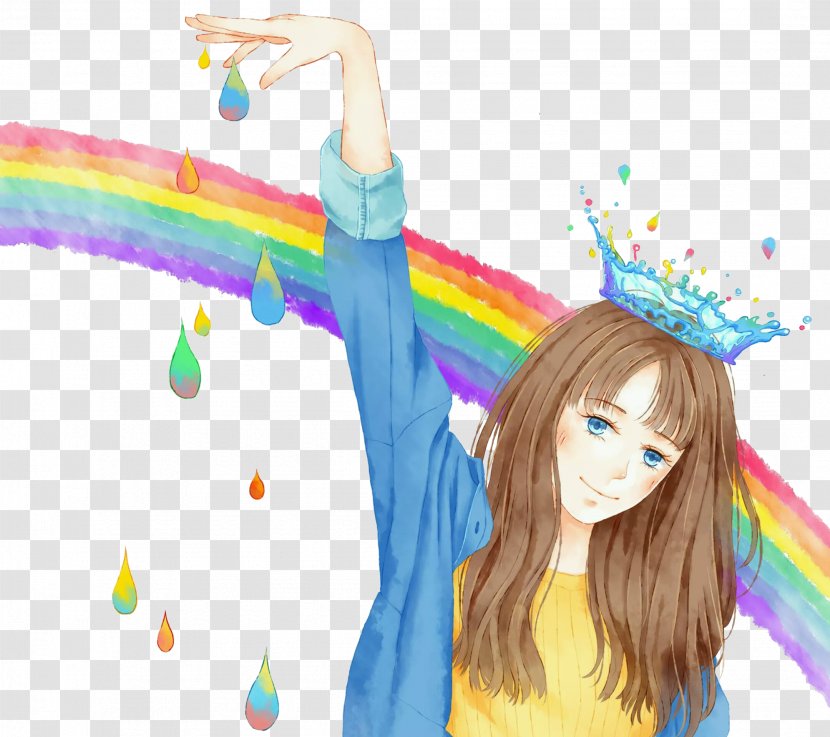Cartoon Illustration - Frame - Rainbow Girls Transparent PNG