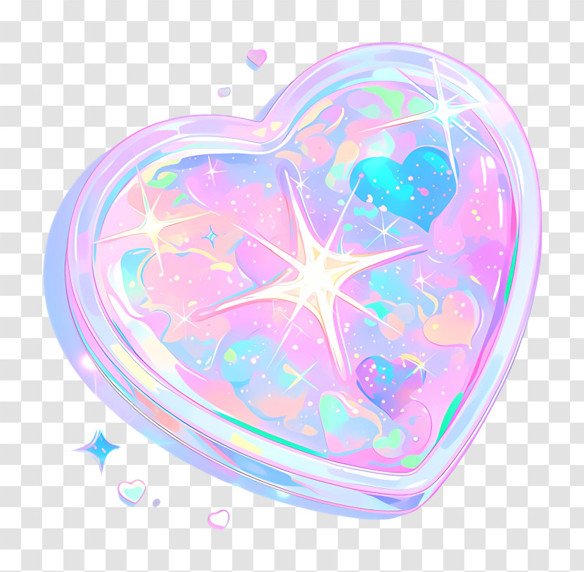Shiny Holographic Pastel Heart Transparent PNG