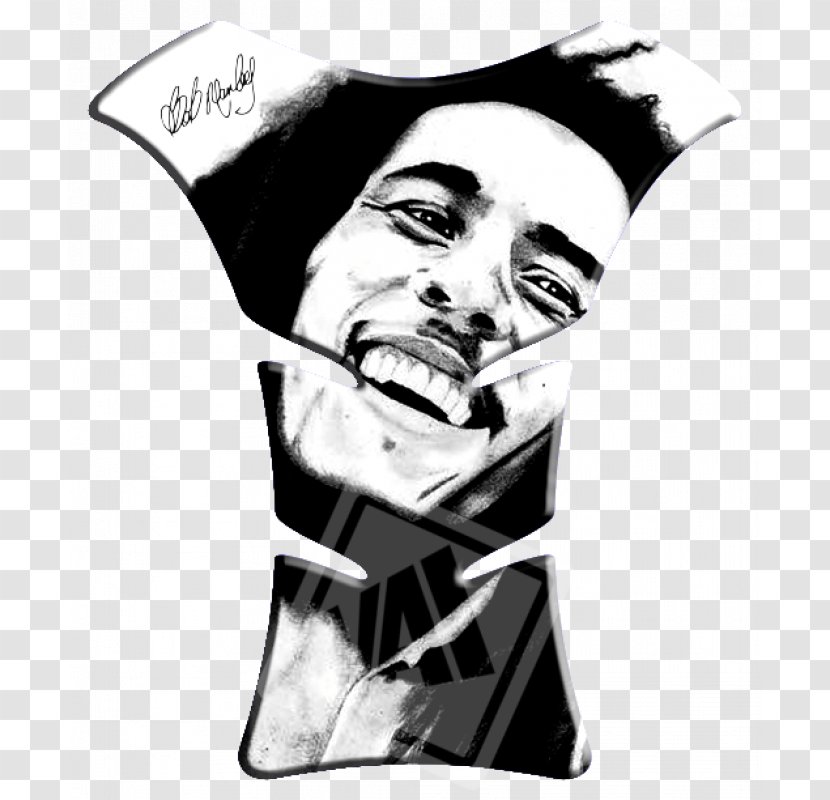 Bob Marley Moustache Cartoon Beard - Monochrome Transparent PNG