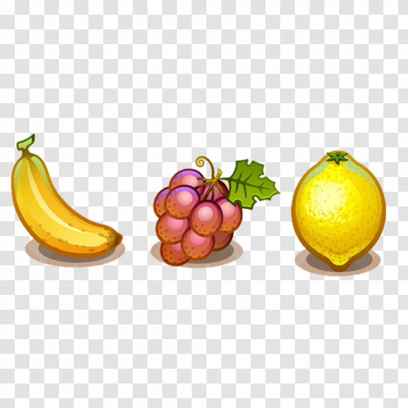 Auglis Banana Apple - Lemon - Hand-painted Fruits Grapes Transparent PNG