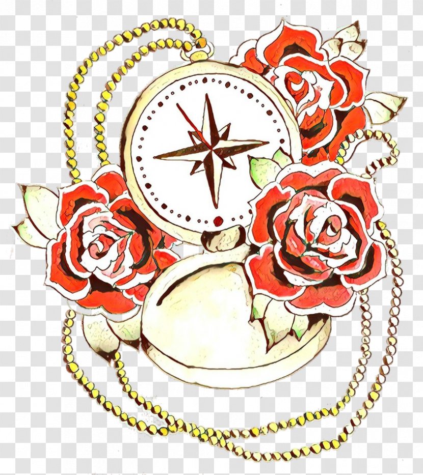 Old School Rose - Tattoo - Cut Flowers Clock Transparent PNG