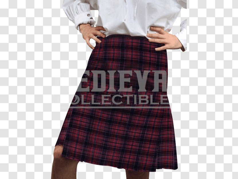 Tartan Kilt Scotland Highland Dress Skirt - Maroon Transparent PNG
