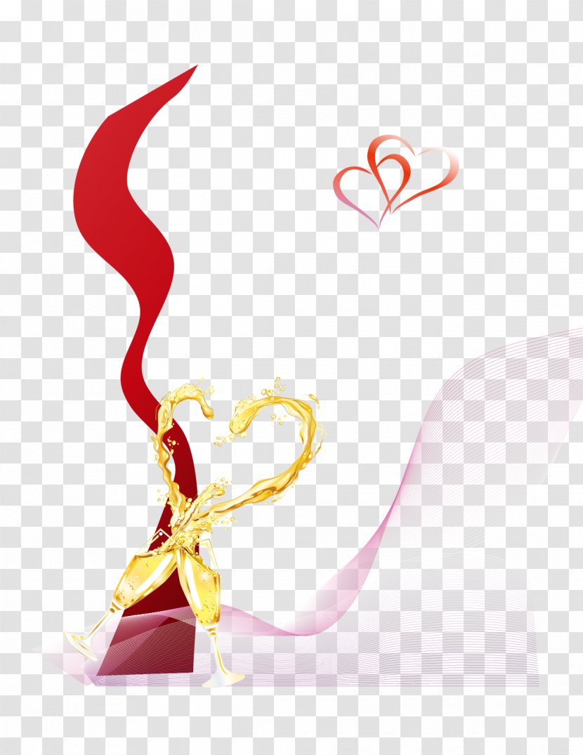 Champagne Vecteur Clip Art - Red - Heart-shaped Vector Transparent PNG