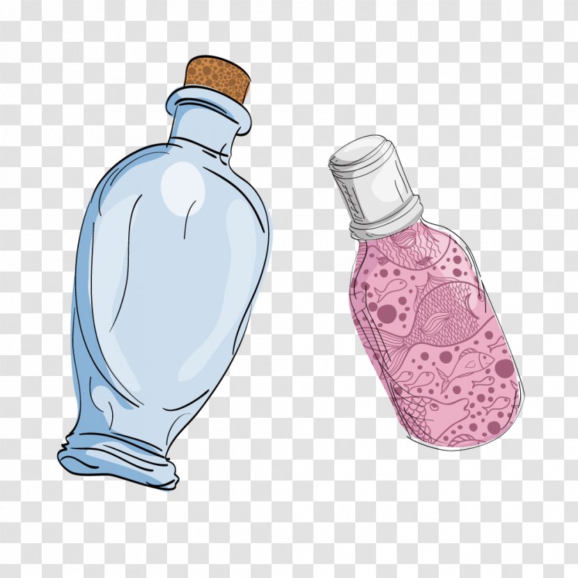 Glass Bottle - Vector Cute Transparent PNG